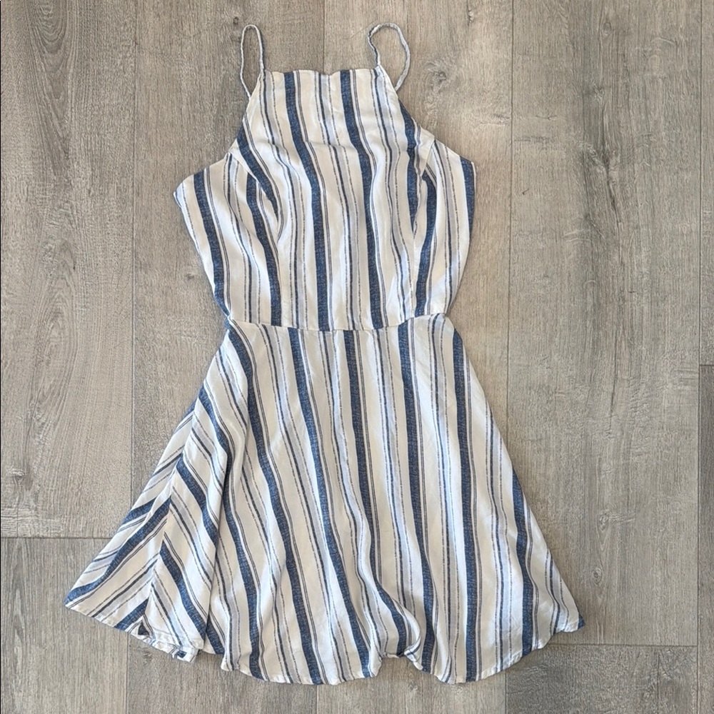 Striped Blue and White Sleeveless Dress